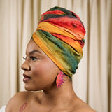 Marley Rasta Colored (Red, Yellow, Green) Tie Dye Cotton Headwrap
