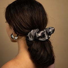 Mercury Silver Satin Scrunchie