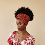 Namibia Rust-Red Stripe Pattern Woven Cotton Headwrap