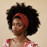 Namibia Rust-Red Stripe Woven Cotton Twisted Headband