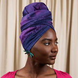 Nightshade Blue & Purple Tie Dye Print Cotton Headwrap