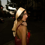 Pearl Tan Silk WrapTie Pleaded Headband