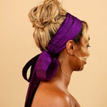 Majesty Deep Purple Silk WrapTie Pleaded Headband