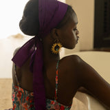 Majesty Deep Purple Silk WrapTie Pleaded Headband