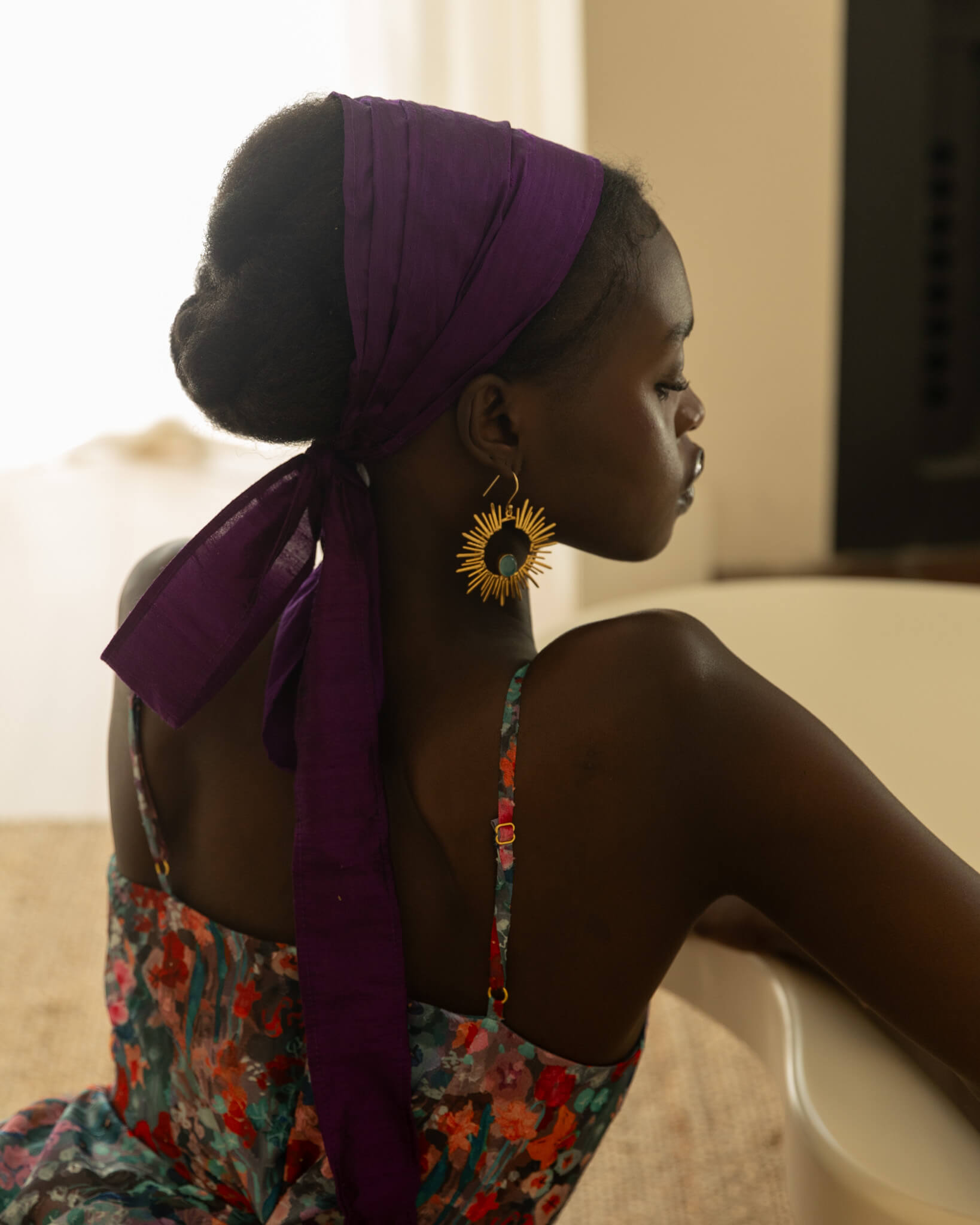 Majesty Deep Purple Silk WrapTie Pleaded Headband