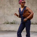 Red Rooibos Spotted Stripe Rayon Headwrap