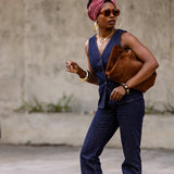 Red Rooibos Spotted Stripe Rayon Headwrap