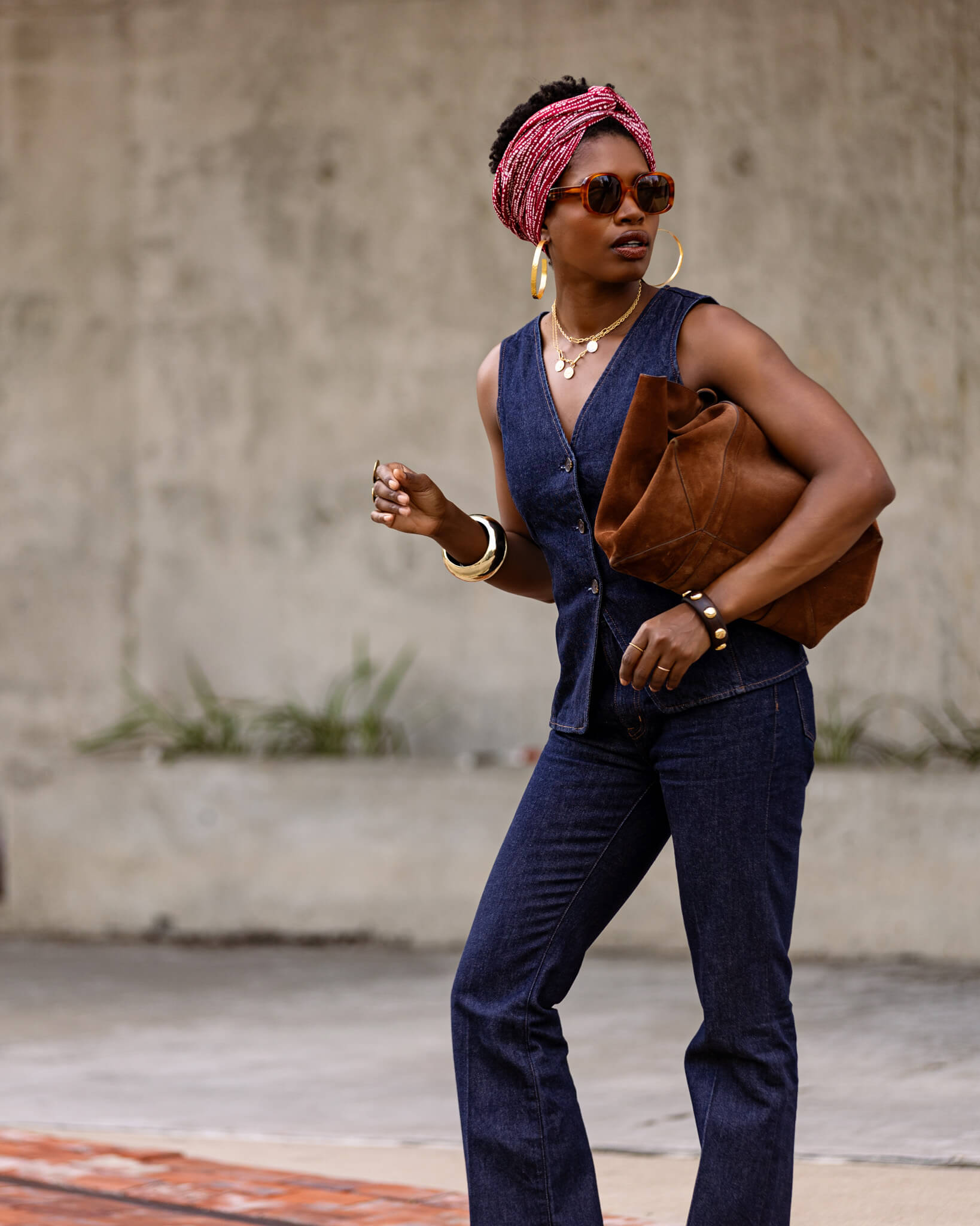 Red Rooibos Spotted Stripe Rayon Headwrap