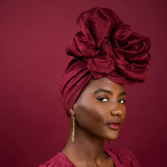 Sangria Burgundy Dupioni Silk Luxury Headwrap