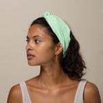 Kiwi Lime Green Gingham Twisted Headband