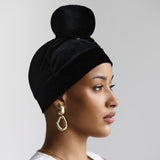 WRAP BASE™ Small Black Velvet Headwrap Volumizer & Shaper Cap