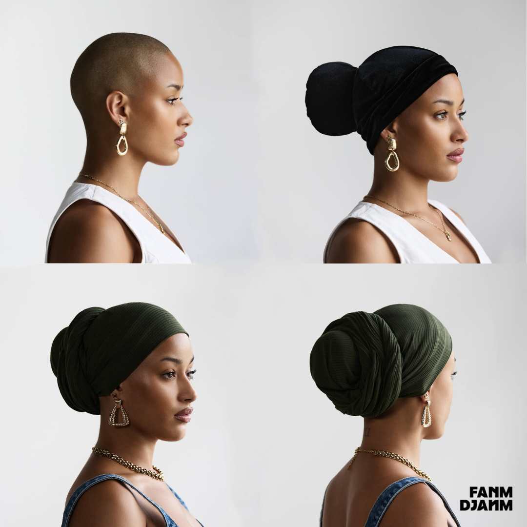 WRAP BASE™ Medium Black Velvet Headwrap Volumizer & Shaper Cap