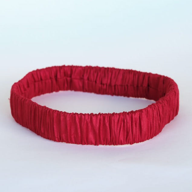 Havana Red Silk Ruched Headband