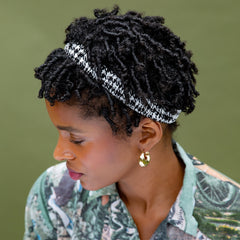 Liya Black & White Houndstooth Print Rayon Ruched Headband