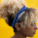 Maritime Blue & White Stripe Ruched Headband