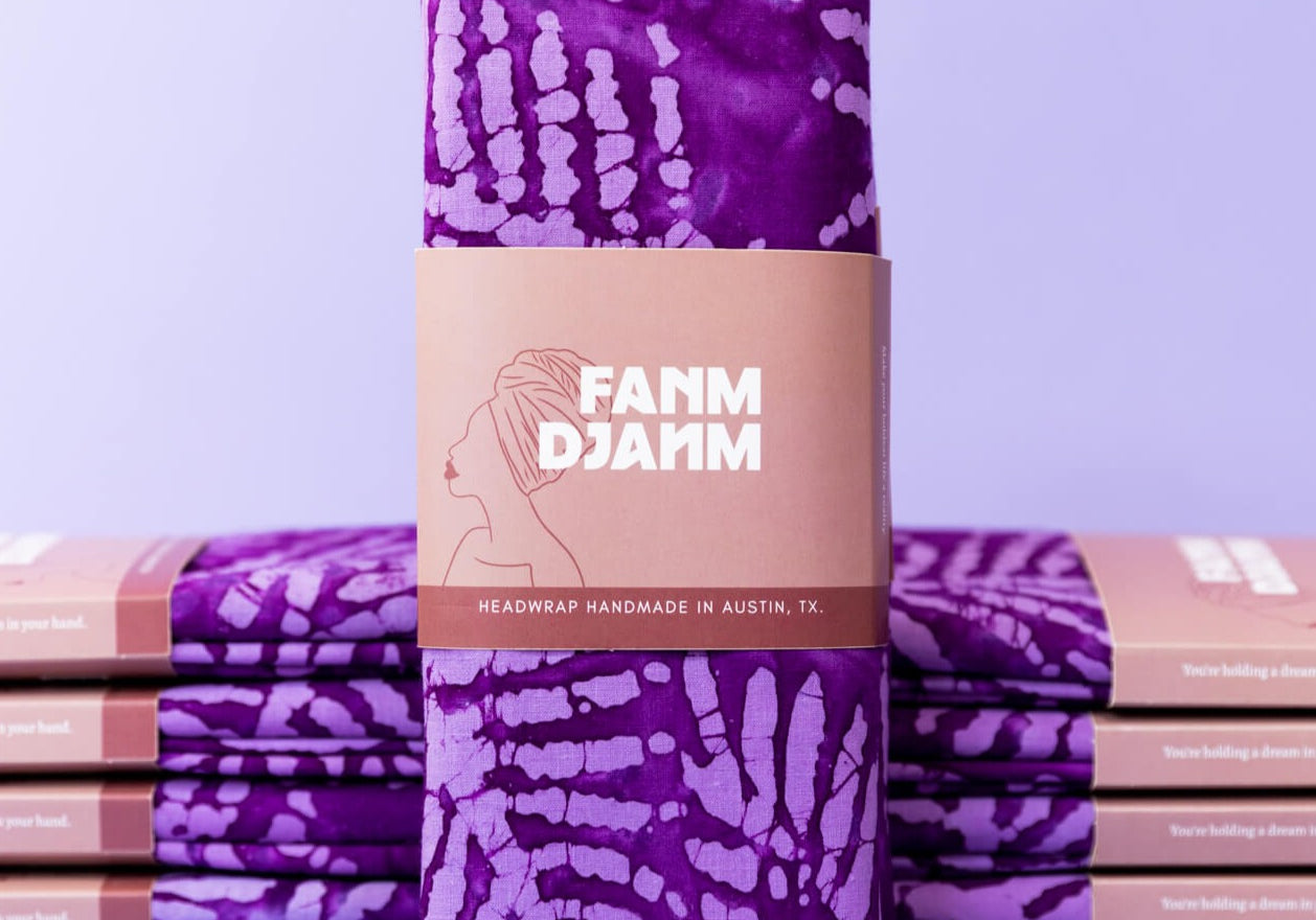 Mulberry Purple Palm Print Cotton Headwrap