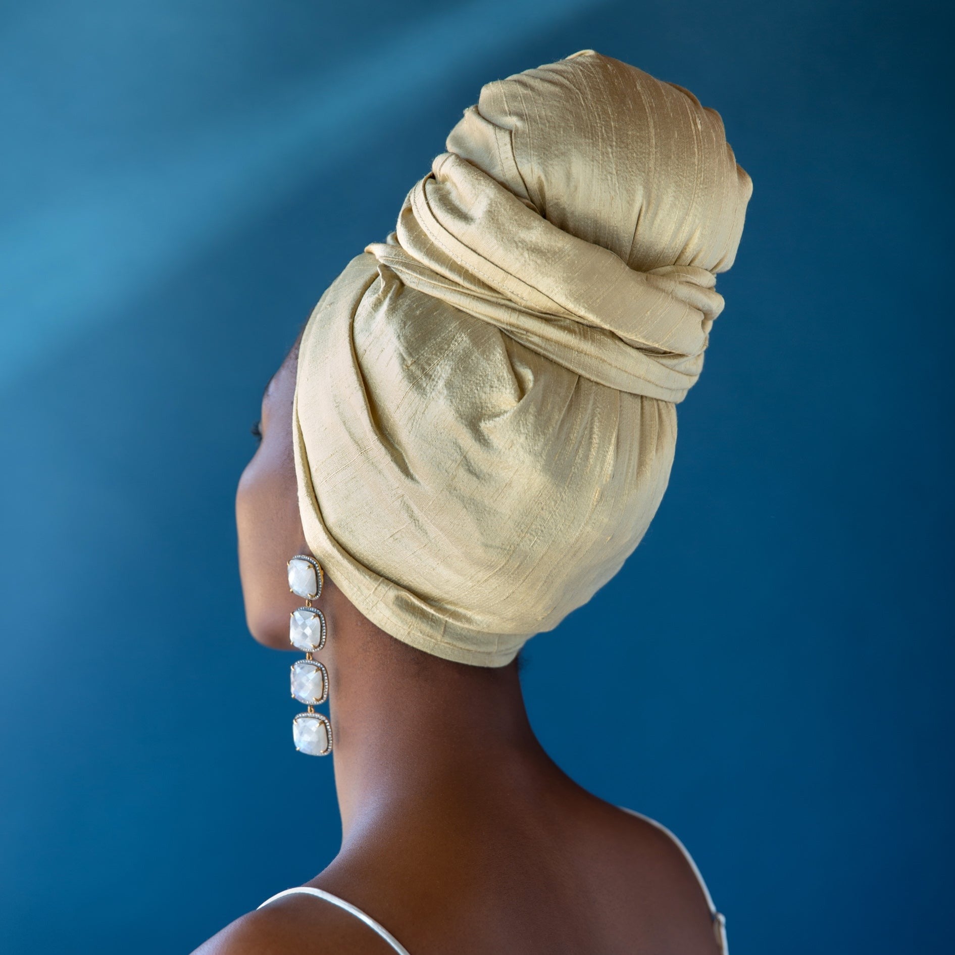 Pearl Dupioni Silk Champagne Luxury Headwrap