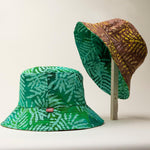Tiki Reversible Green & Brown Foliage Print Bucket Hat
