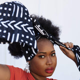 Arribada Black & White African Print Cotton Headwrap