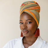 Can't Elope Yellow & Teal Stripes Woven Cotton Headwrap