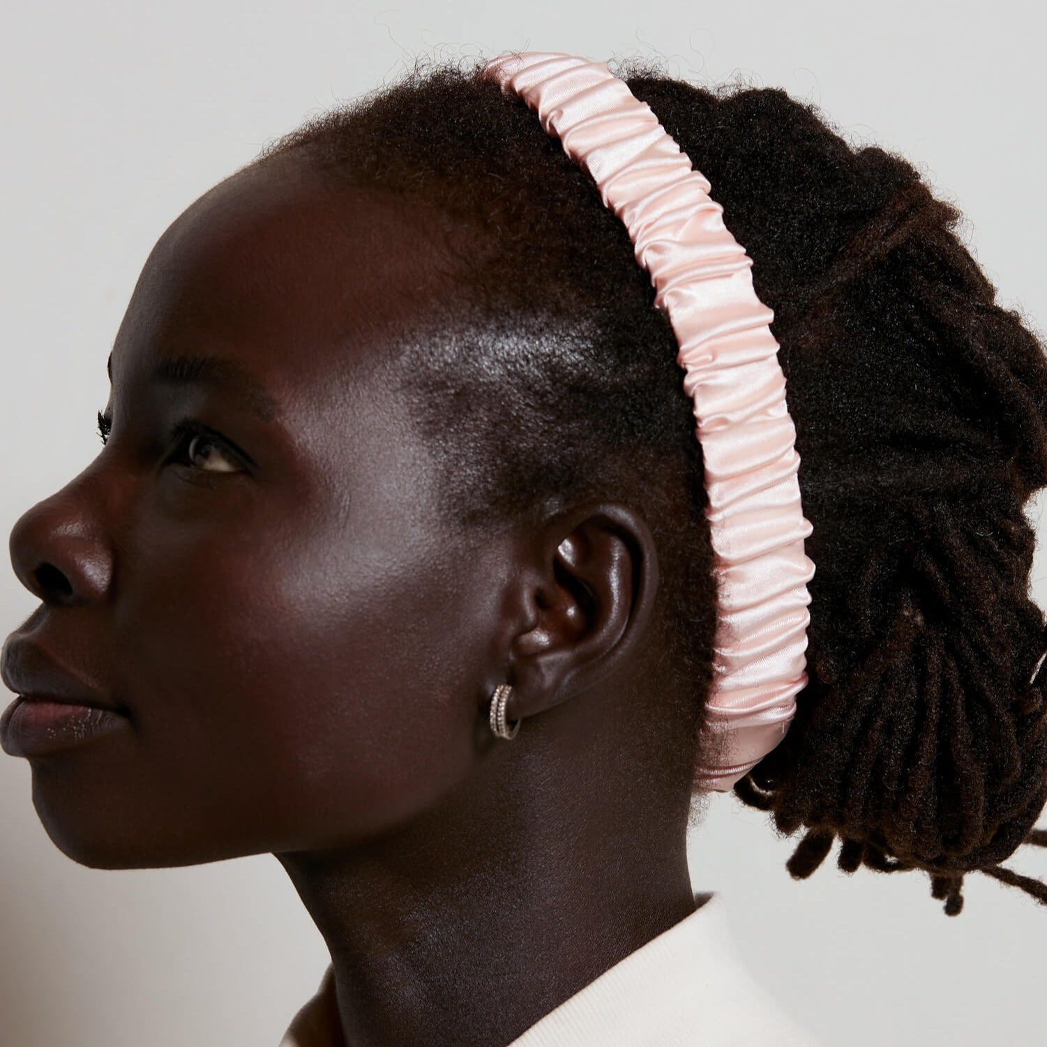Rose Light Pink Satin Ruched Headband