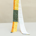 Amina Orange, Blue & Yellow Satin Lined Tie Headband