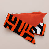 Ti-Pyes Orange, Black, Blue & White Satin Lined Tie Headband